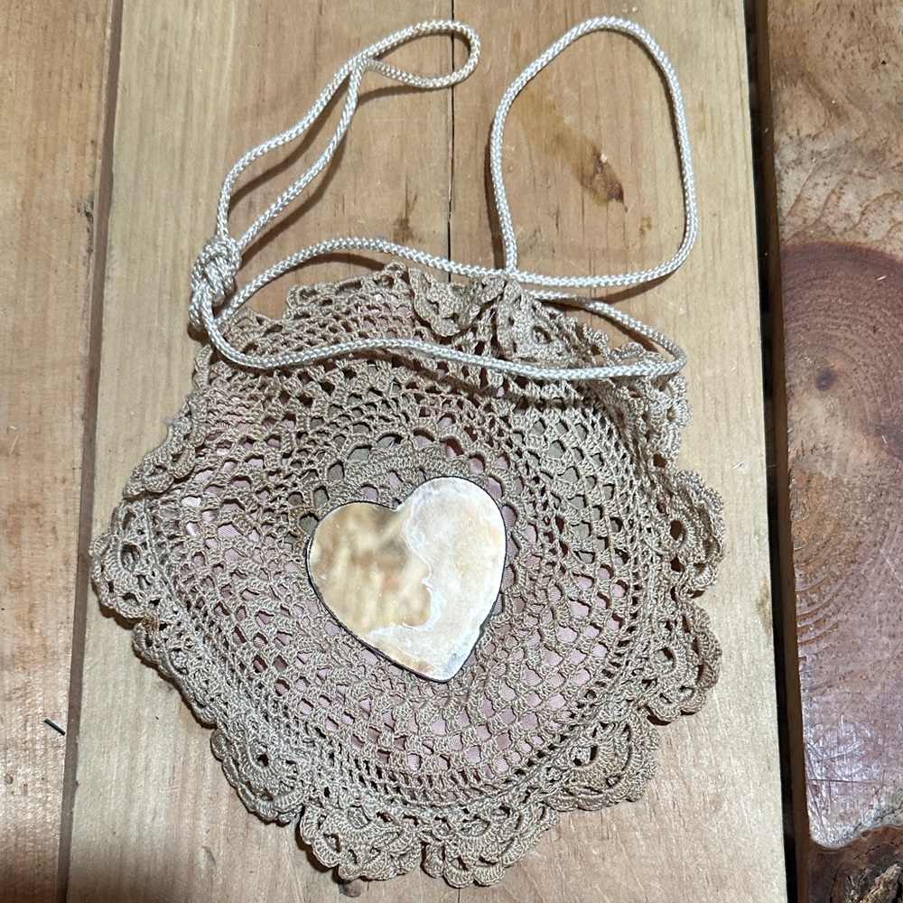 Vintage Crochet Heart Purse